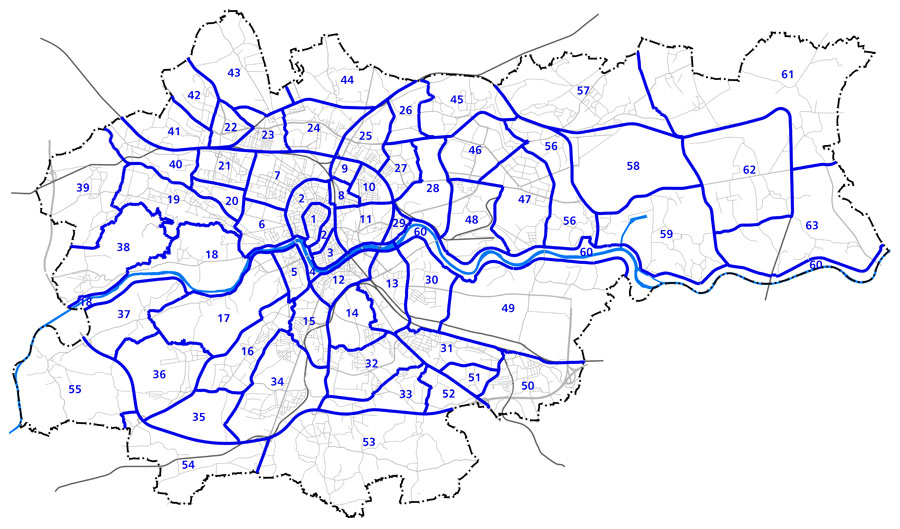 aktywna mapa z jednostkami urbanistycznymi