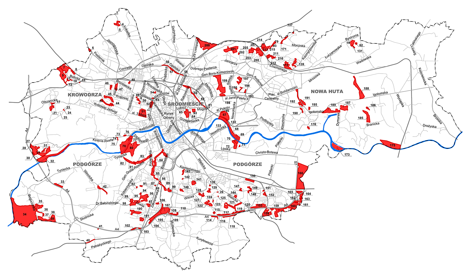 Mapa z obowiązującymi obszarami dla planu - etap a