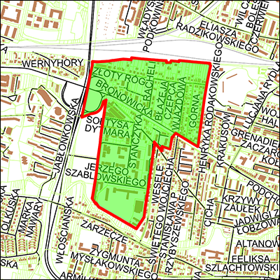 Grafika przedstawiająca obszar i granice planu