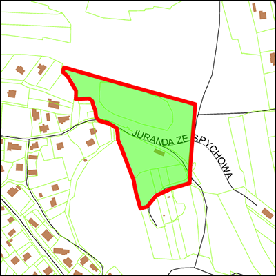 Grafika przedstawiająca obszar z granicami planu