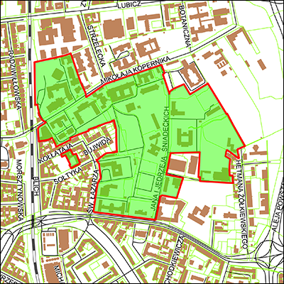 Grafika przedstawiająca obszar i granica planu