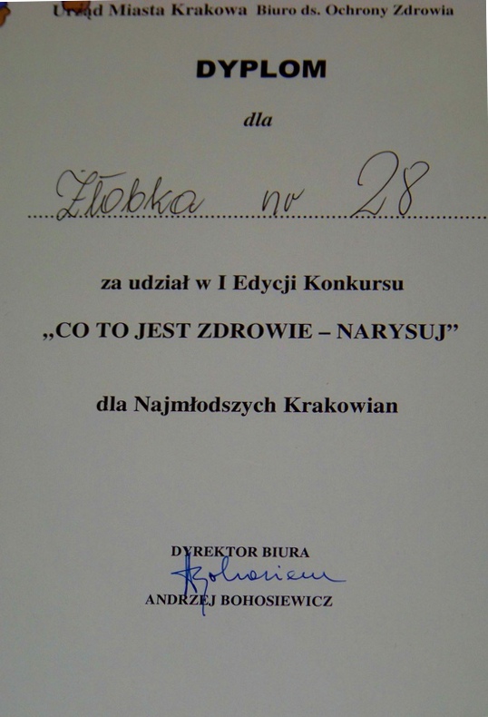 Dyplom - za udział w konkursie 