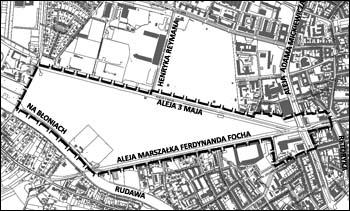 Mapa z obszarem i granicami planu